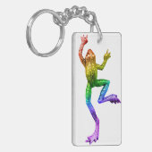 SlipperyJoe's Pride Frog-Figur Lebhaft farbig Schlüsselanhänger (Vorderseite links)