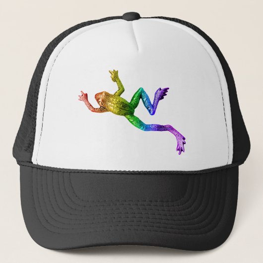 SlipperyJoe's Pride Frog-Figur Lebhaft farbig Truckerkappe (Vorderseite)