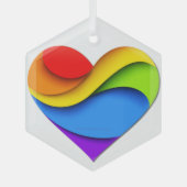 SlipperyJoe's Pride Heart Curves Ornament Aus Glas (Vorderseite)