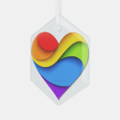 SlipperyJoe's Pride Heart Curves Ornament Aus Glas (Vorderseite Links)