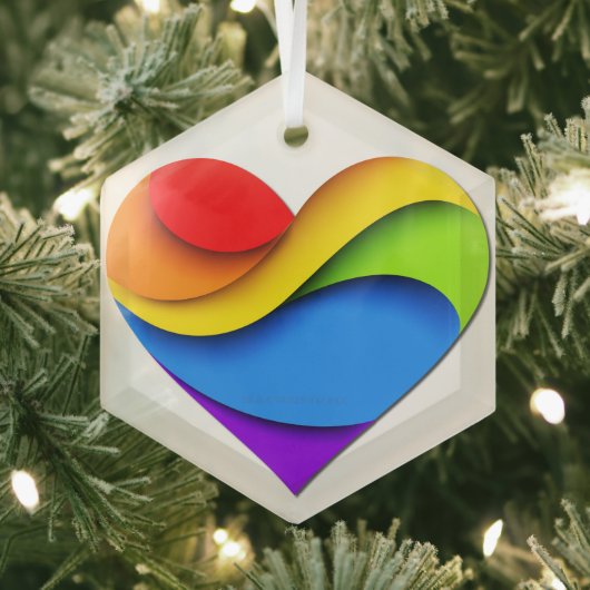SlipperyJoe's Pride Heart Curves Ornament Aus Glas (Insitu)