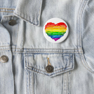 SlipperyJoe's Pride Heart Kritzeleien Herzform Button