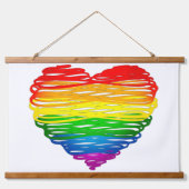 SlipperyJoe's Pride Heart Scribbles heart shape dr Wandteppich Mit Holzrahmen (Vorne)