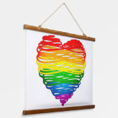 SlipperyJoe's Pride Heart Scribbles heart shape dr Wandteppich Mit Holzrahmen (Gewinkelt)