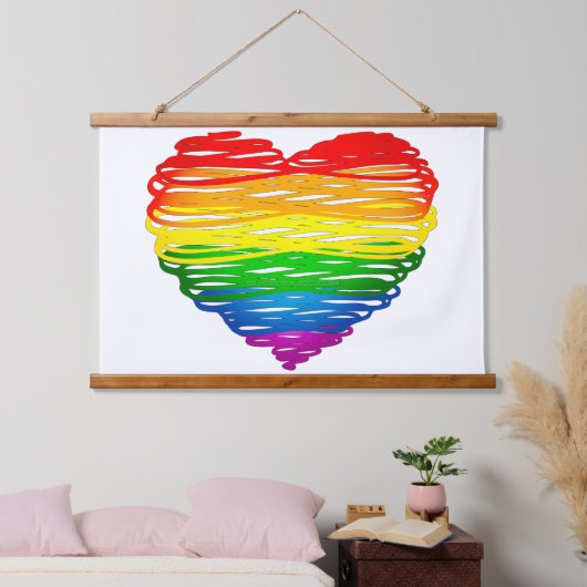 SlipperyJoe's Pride Heart Scribbles heart shape dr Wandteppich Mit Holzrahmen (Schlafzimmer)