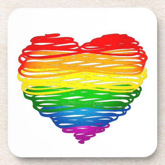SlipperyJoe's Pride Heart Scribbles Herzform Getränkeuntersetzer (Vorderseite)