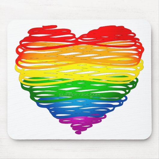 SlipperyJoe's Pride Heart Scribbles Herzform Mousepad (Vorne)