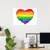 SlipperyJoe's Pride Heart Scribbles Herzform Poster (Heimbüro)