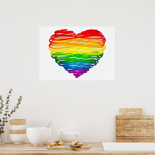 SlipperyJoe's Pride Heart Scribbles Herzform Poster (Küche)