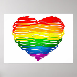 SlipperyJoe's Pride Heart Scribbles Herzform Poster