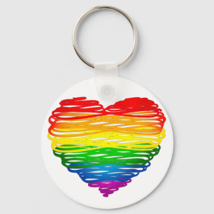 SlipperyJoe's Pride Heart Scribbles Herzform Schlüsselanhänger