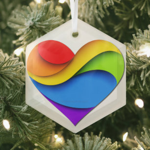 SlipperyJoe's Pride Herz Kurven herzförmig drei Ornament Aus Glas