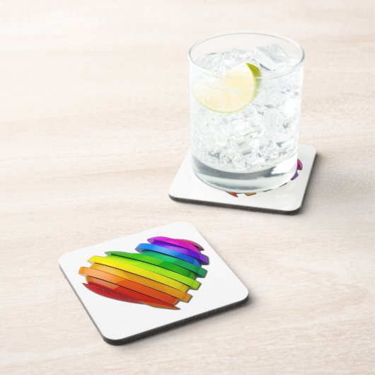 SlipperyJoe's Pride Herz Slices geformt Hochglanz- Getränkeuntersetzer (Rechte Seite)