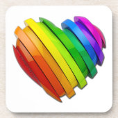 SlipperyJoe's Pride Herz Slices geformt Hochglanz- Getränkeuntersetzer (Vorderseite)