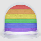 SlipperyJoe's pride wooden flag horizontal rainbow Schneekugeln (Vorderseite)