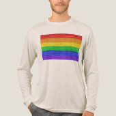 SlipperyJoe's pride wooden flag horizontal rainbow Tri-Blend Shirt (Vorderseite)