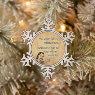SlipperyJoe's Prinzessinnen klatschen Vintage-Plak Schneeflocken Zinn-Ornament