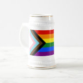 SlipperyJoe's Progress Pride Flag Gay-Geschenke LG Bierglas (Vorderseite Links)