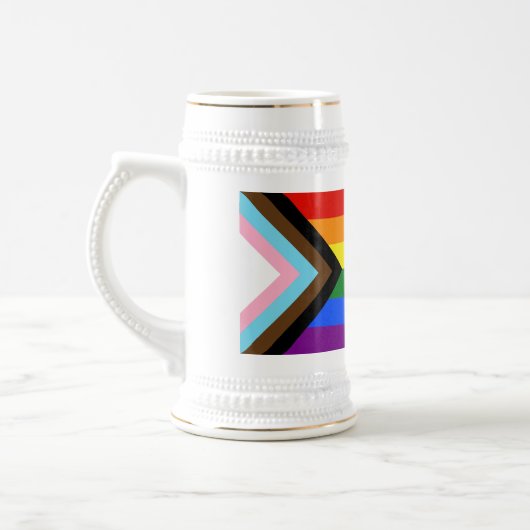 SlipperyJoe's Progress Pride Flag Gay-Geschenke LG Bierglas (Links)