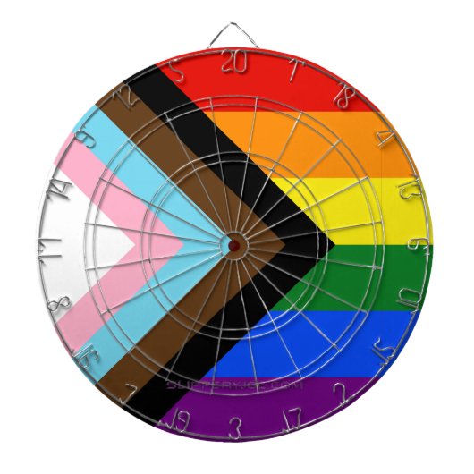 SlipperyJoe's Progress Pride Flag Gay-Geschenke LG Dartscheibe (vorne)