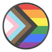 SlipperyJoe's Progress Pride Flag Gay-Geschenke LG Eishockey Puck (Vorderseite)
