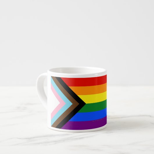 SlipperyJoe's Progress Pride Flag Gay-Geschenke LG Espressotasse (Vorderseite Links)