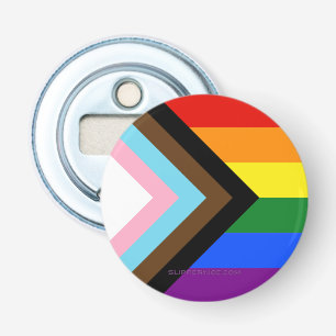 SlipperyJoe's Progress Pride Flag Gay-Geschenke LG Flaschenöffner