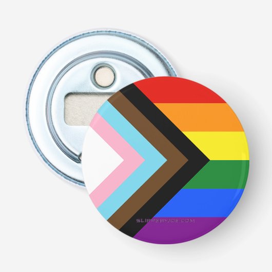 SlipperyJoe's Progress Pride Flag Gay-Geschenke LG Flaschenöffner (Vorderseite)
