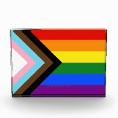 SlipperyJoe's Progress Pride Flag Gay-Geschenke LG Fotoblock (Vorderseite)