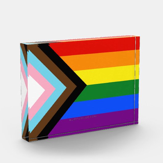 SlipperyJoe's Progress Pride Flag Gay-Geschenke LG Fotoblock (Links)