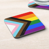 SlipperyJoe's Progress Pride Flag Gay-Geschenke LG Getränkeuntersetzer (Linke Seite)