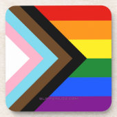SlipperyJoe's Progress Pride Flag Gay-Geschenke LG Getränkeuntersetzer (Vorderseite)