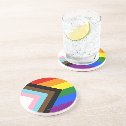 SlipperyJoe's Progress Pride Flag Gay-Geschenke LG Getränkeuntersetzer (Seite)