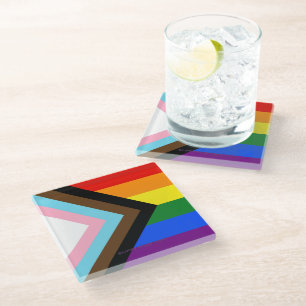 SlipperyJoe's Progress Pride Flag Gay-Geschenke LG Glasuntersetzer
