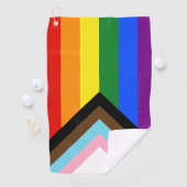 SlipperyJoe's Progress Pride Flag Gay-Geschenke LG Golfhandtuch (Insitu)