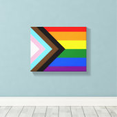 SlipperyJoe's Progress Pride Flag Gay-Geschenke LG Leinwanddruck (Insitu (Holzboden))