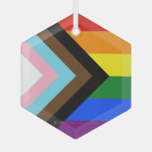 SlipperyJoe's Progress Pride Flag Gay-Geschenke LG Ornament Aus Glas (Vorderseite)