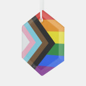 SlipperyJoe's Progress Pride Flag Gay-Geschenke LG Ornament Aus Glas (Vorderseite Links)