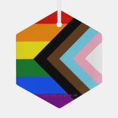 SlipperyJoe's Progress Pride Flag Gay-Geschenke LG Ornament Aus Glas (Rückseite)