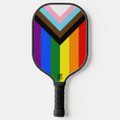 SlipperyJoe's Progress Pride Flag Gay-Geschenke LG Pickleball Schläger (Rückseite)
