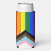 SlipperyJoe's Progress Pride Flag Gay-Geschenke LG Selters Dosenkühler (Seltzer Vorderseite)