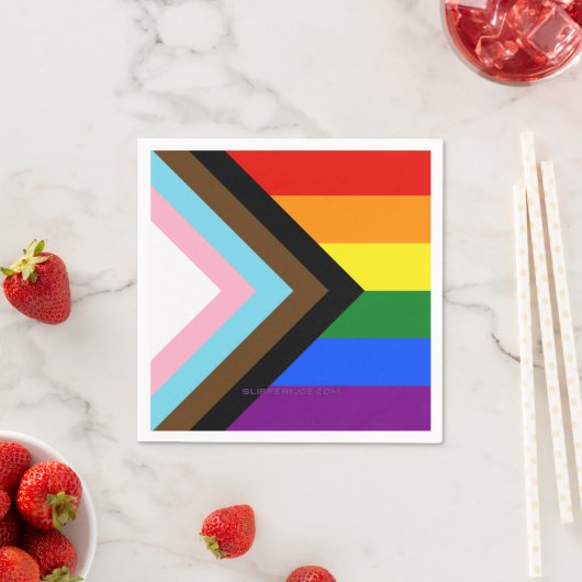 SlipperyJoe's Progress Pride Flag Gay-Geschenke LG Serviette (Beispiel)