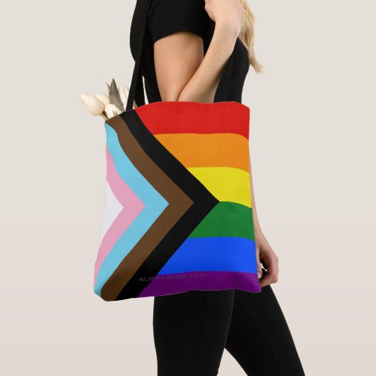 SlipperyJoe's Progress Pride Flag Gay-Geschenke LG Tasche (Von Nahem)