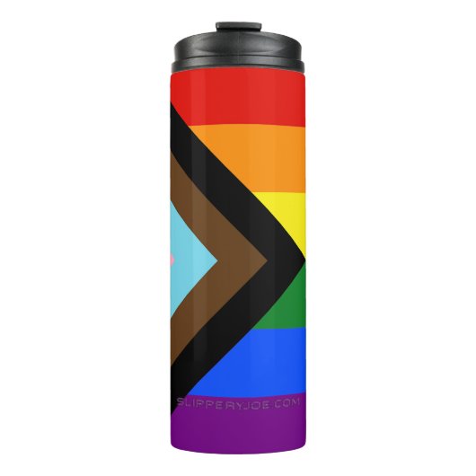 SlipperyJoe's Progress Pride Flag Gay-Geschenke LG Thermosbecher (Vorderseite)