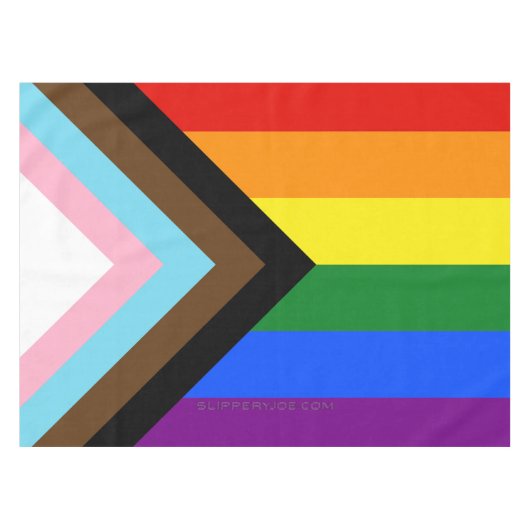 SlipperyJoe's Progress Pride Flag Gay-Geschenke LG Tischdecke (Vorderseite (Horizontal))