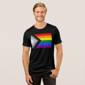 SlipperyJoe's Progress Pride Flag Gay-Geschenke LG Tri-Blend Shirt (Vorderseite voll)