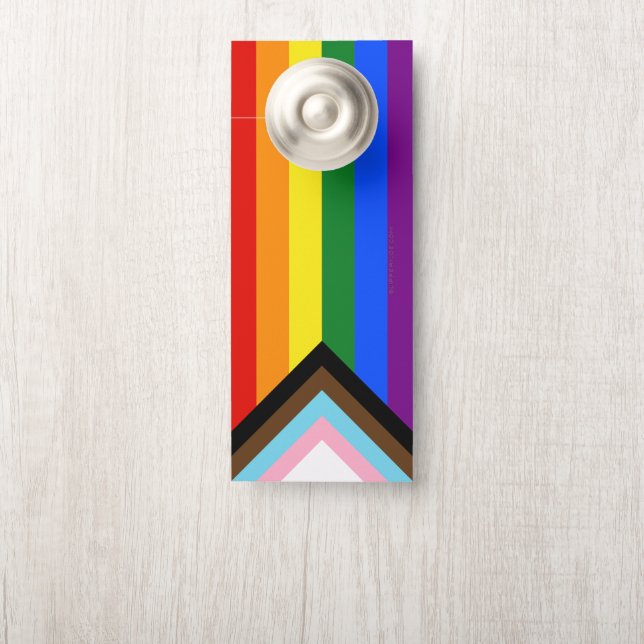 SlipperyJoe's Progress Pride Flag Gay-Geschenke LG Türanhänger (Auf Knauf)