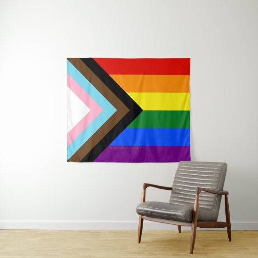 SlipperyJoe's Progress Pride Flag Gay-Geschenke LG Wandteppich (Beispiel (Horizontal))
