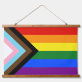 SlipperyJoe's Progress Pride Flag Gay-Geschenke LG Wandteppich Mit Holzrahmen (Vorne)