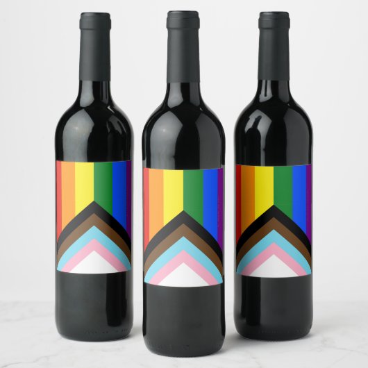 SlipperyJoe's Progress Pride Flag Gay-Geschenke LG Weinetikett (Flaschen)